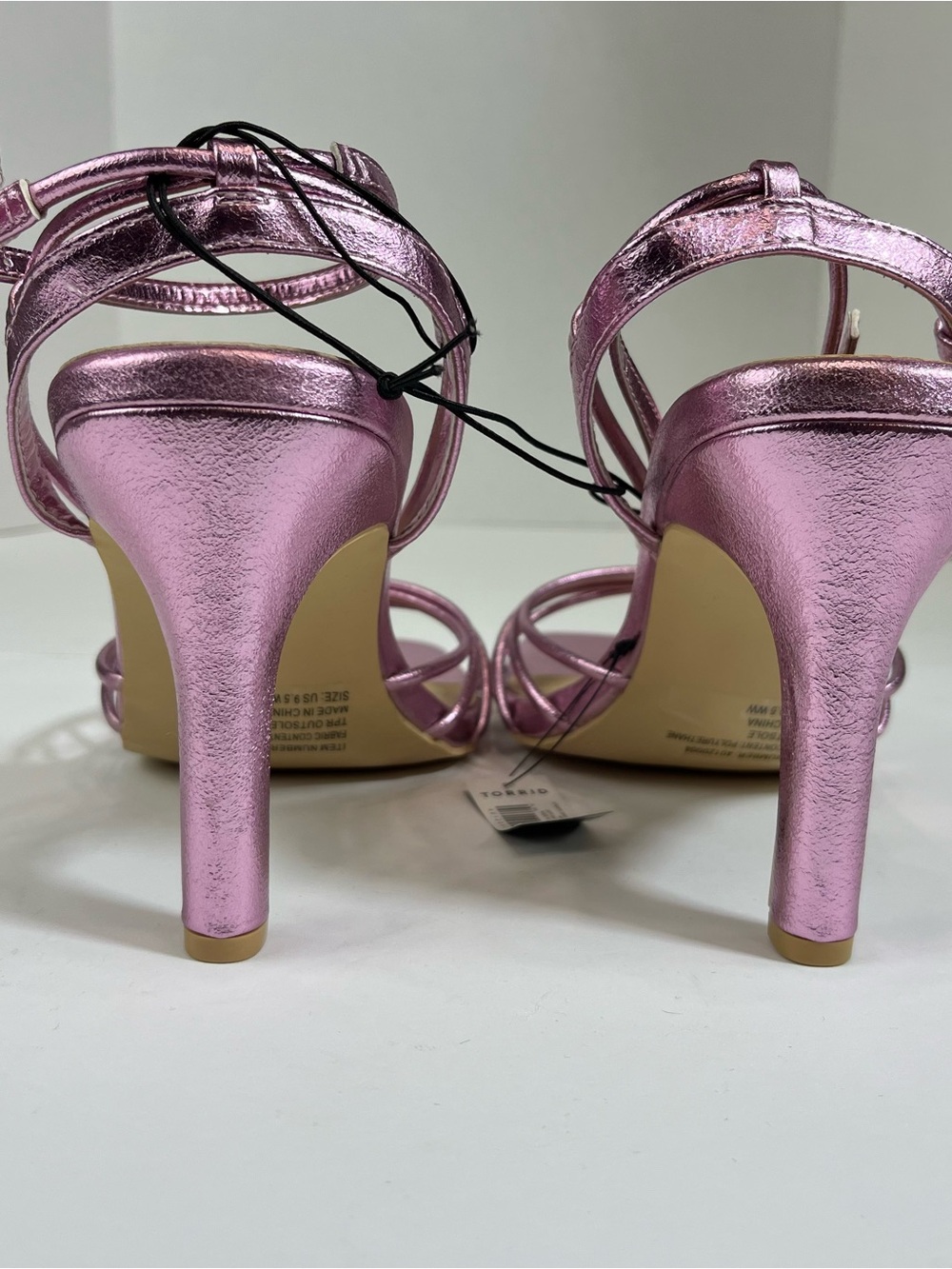 torrid Metallic Rose Pink Strappy Heeled Sandals size 9.5 WW - Picture 6 of 11